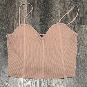 Women's Ribbed Crop Top - Pink